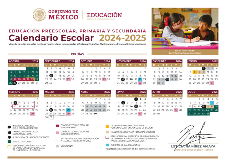 Publica SEP calendario 2024-2025 para Educación Básica y Normal