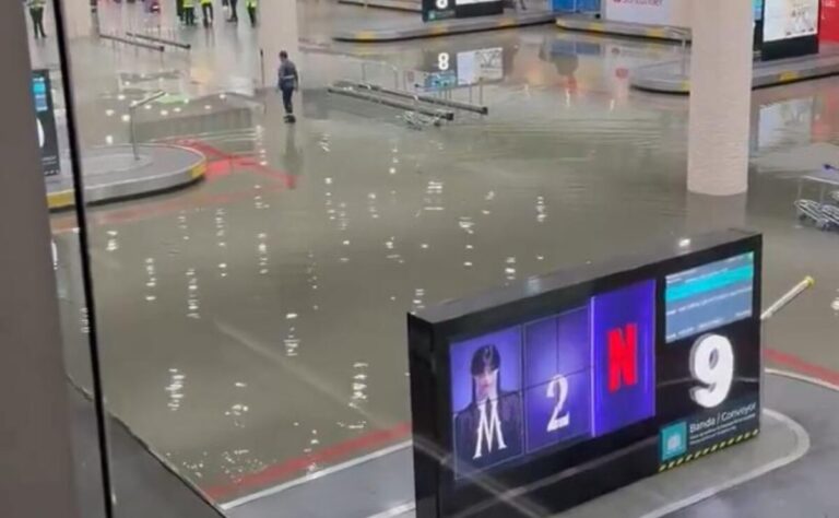 Suspenden operaciones en AICM tras fuertes lluvias en CDMX