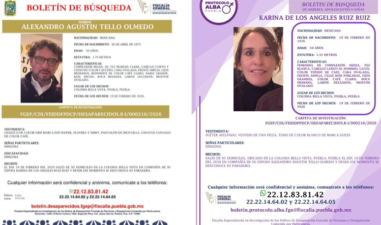 Localizan en Chignahuapan los cuerpos de pareja desaparecida, confirma FGE